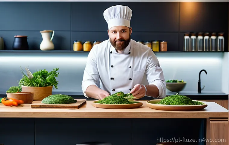 미래식품의 마케팅 전략 변화 - **Prompt 1: The Storyteller's Harvest - Sustainable Innovation on Display**
"A vibrant, high-def...