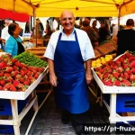 Home 20 지속 가능한 식품 생산 방법 - **Prompt: A Vibrant Portuguese Farmers' Market**
A bustling outdoor "mercado agrícola" in Setúba...