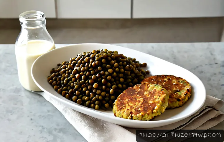 Home 15 대체 식품의 영양학적 가치 - Photorealistic overhead comparison of nutritious plant-based foods on a clean light stone kitchen co...